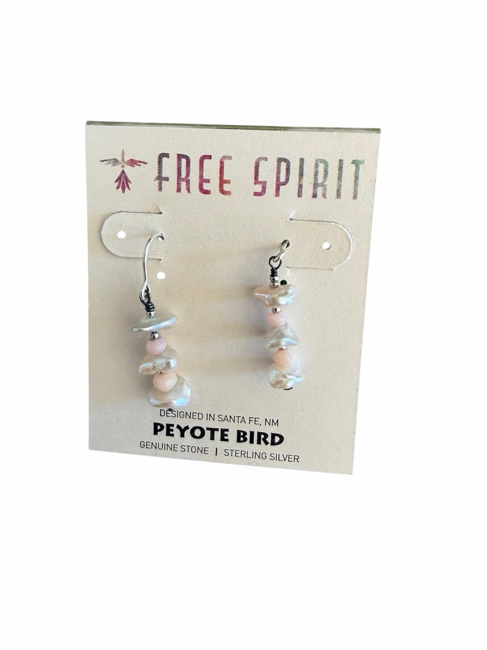 Peyote Bird Pink Pearl Drop Earrings